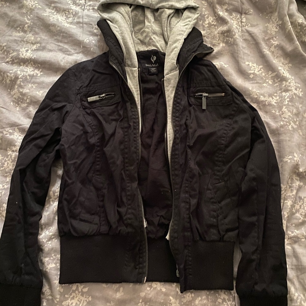 Full Tilt Grey Hoodie Bomber Jacket